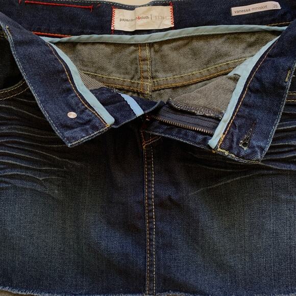 Paper Denim & Cloth Skirt Vanessa Dark Wash Distressed Jean Mini Skirt Size 28 - Picture 10 of 12